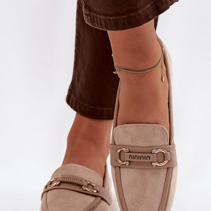 Womens Loafers With Flat Heel Rounded Toe And Decorative Front Detail - Très Elite
