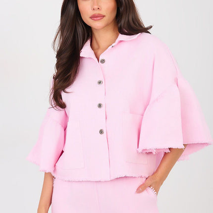 Women's Cropped Denim Jacket With Frayed Hem For Spring Summer - Très Elite