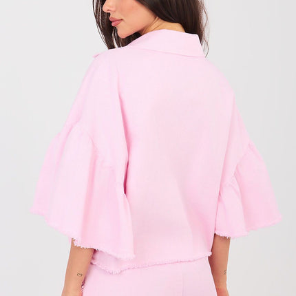 Women's Cropped Denim Jacket With Frayed Hem For Spring Summer - Très Elite