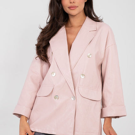 Rue Paris Professional Tailored Jacket with Pockets and Button Closure