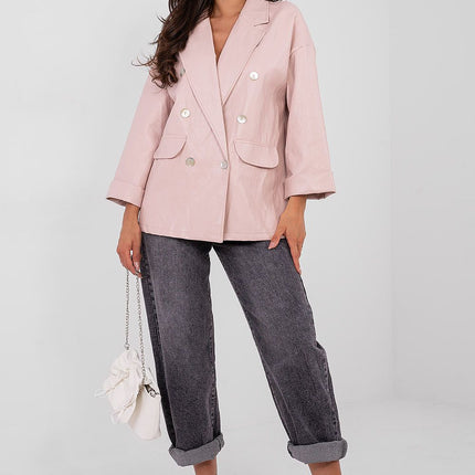 Rue Paris Professional Tailored Jacket with Pockets and Button Closure