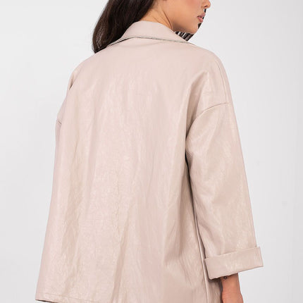 Rue Paris Professional Tailored Jacket with Pockets and Button Closure