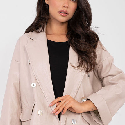 Rue Paris Professional Tailored Jacket with Pockets and Button Closure