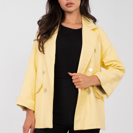 Rue Paris Professional Tailored Jacket with Pockets and Button Closure