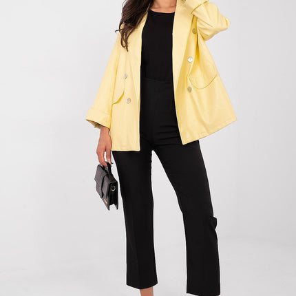 Rue Paris Professional Tailored Jacket with Pockets and Button Closure