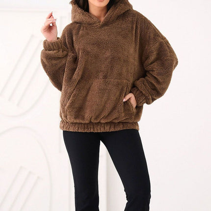 Womens Teddy Bear Sweatshirt Hooded Casual Long Sleeve Polyester - Très Elite