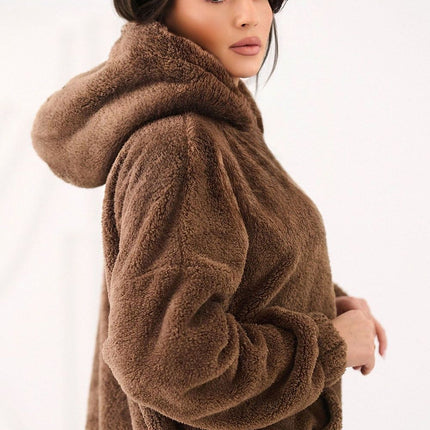 Womens Teddy Bear Sweatshirt Hooded Casual Long Sleeve Polyester - Très Elite