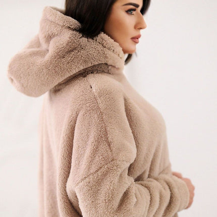 Womens Teddy Bear Sweatshirt Hooded Casual Long Sleeve Polyester - Très Elite
