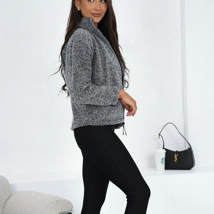 Womens Teddy Fleece Polyester Sweatshirt With Stand Up Collar And Long Sleeves - Très Elite