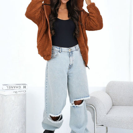 Casual Womens Teddy Bear Fleece Polyester Sweatshirt - Très Elite