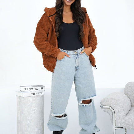 Casual Womens Teddy Bear Fleece Polyester Sweatshirt - Très Elite