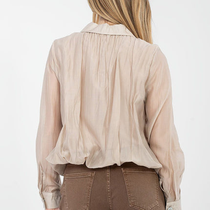 Elegant Womens Blouse With Elastic Hem For Work And Formal Wear - Très Elite