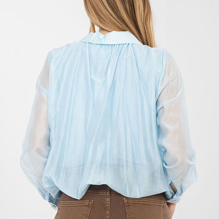 Elegant Womens Blouse With Elastic Hem For Work And Formal Wear - Très Elite