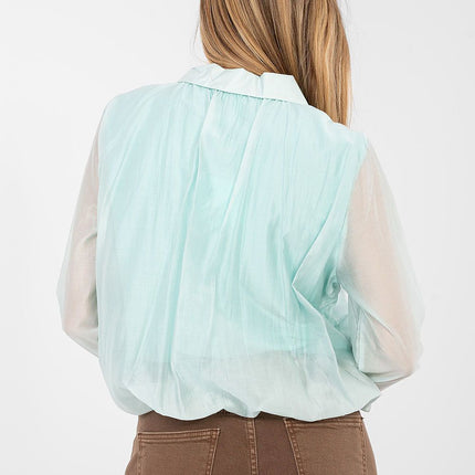 Elegant Womens Blouse With Elastic Hem For Work And Formal Wear - Très Elite