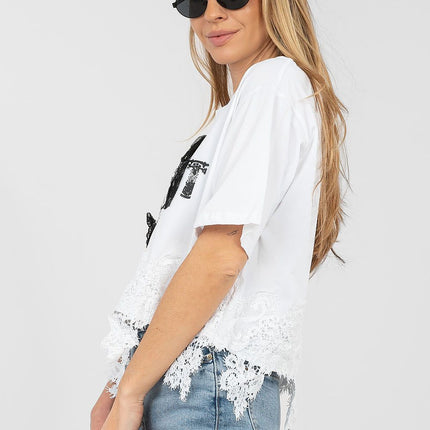 Women's Cotton Blouse With Elastane Short Sleeves Round Neck Daily Wear - Très Elite