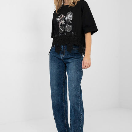 Cotton Elastane Ladies Short Sleeve Blouse Round Neck - Très Elite