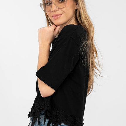 Women's Casual Cotton Elastane Blouse Short Sleeve Round Neck For Daily Wear - Très Elite