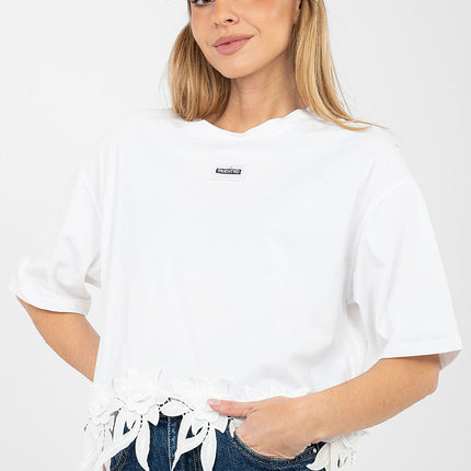 Women's Casual Cotton Elastane Blouse Short Sleeve Round Neck For Daily Wear - Très Elite