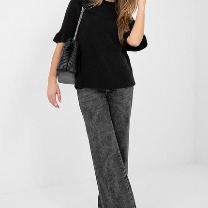 Italy Moda Professional Lightweight Knit Jumper with Ribbed Cuffs