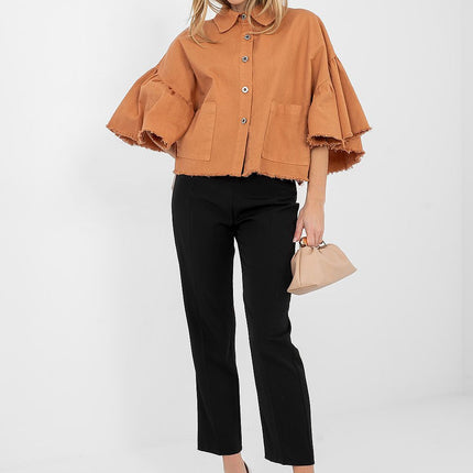 Women's Cropped Denim Jacket With Frayed Hem For Spring Summer - Très Elite