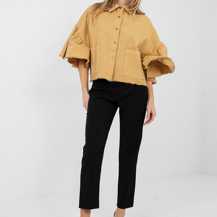 Women's Cropped Denim Jacket With Frayed Hem For Spring Summer - Très Elite