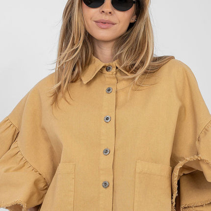 Women's Cropped Denim Jacket With Frayed Hem For Spring Summer - Très Elite