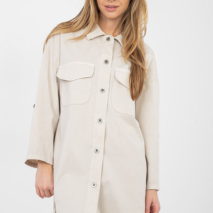 Daydress Cotton Button Up Shirt Dress With Classic Collar And Loose Fit Elastane - Très Elite