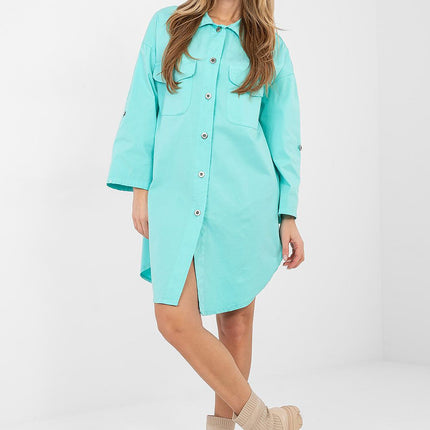 Daydress Cotton Button Up Shirt Dress With Classic Collar And Loose Fit Elastane - Très Elite