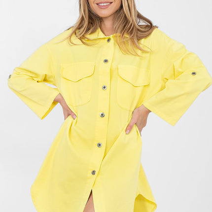 Daydress Cotton Button Up Shirt Dress With Classic Collar And Loose Fit Elastane - Très Elite