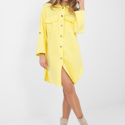 Daydress Cotton Button Up Shirt Dress With Classic Collar And Loose Fit Elastane - Très Elite
