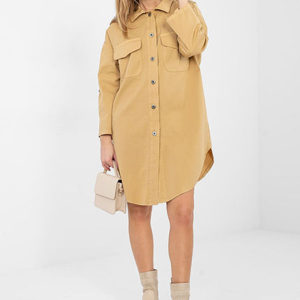 Daydress Cotton Button Up Shirt Dress With Classic Collar And Loose Fit Elastane - Très Elite