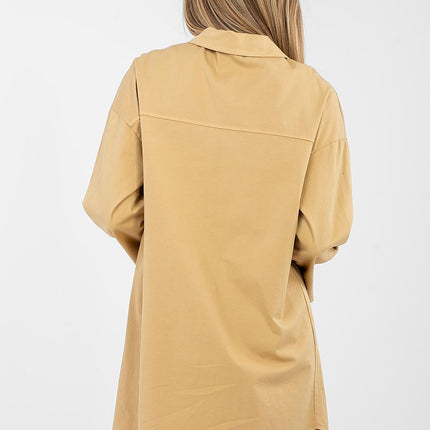 Daydress Cotton Button Up Shirt Dress With Classic Collar And Loose Fit Elastane - Très Elite