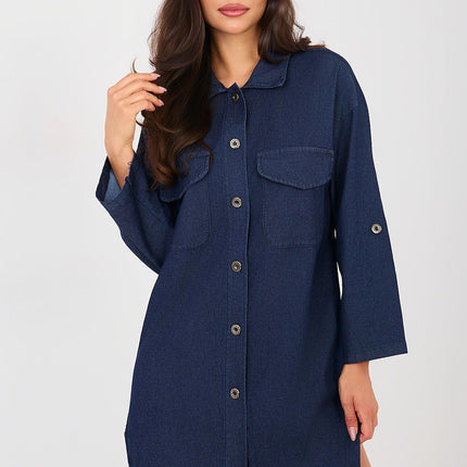 Daydress Shirt Dress With Cotton Elastane Classic Collar Timeless Style - Très Elite