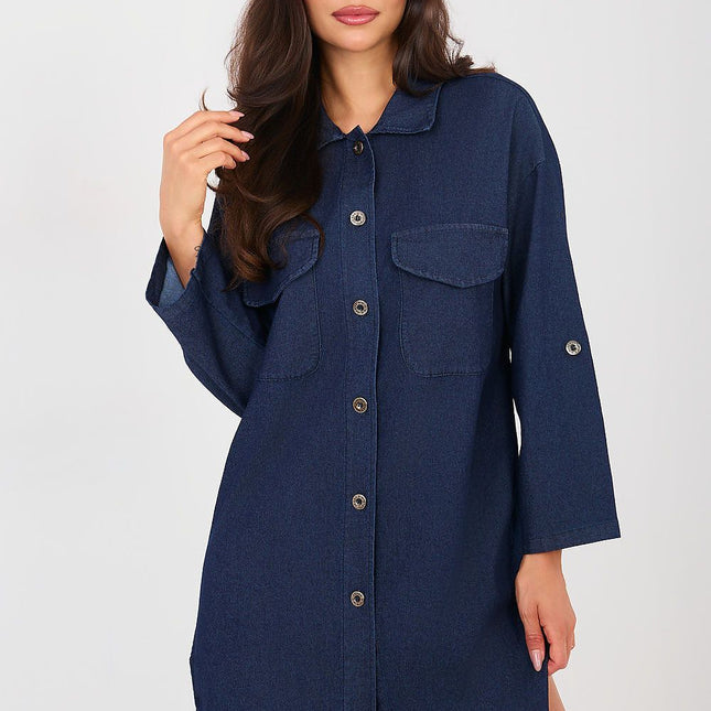Daydress Shirt Dress With Cotton Elastane Classic Collar Timeless Style - Très Elite