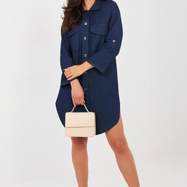 Daydress Shirt Dress With Cotton Elastane Classic Collar Timeless Style - Très Elite