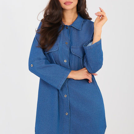 Daydress Shirt Dress With Cotton Elastane Classic Collar Timeless Style - Très Elite