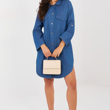 Daydress Shirt Dress With Cotton Elastane Classic Collar Timeless Style - Très Elite