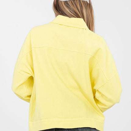 Casual Women's Denim Jacket Button Up With Classic Collar Long Sleeves - Très Elite
