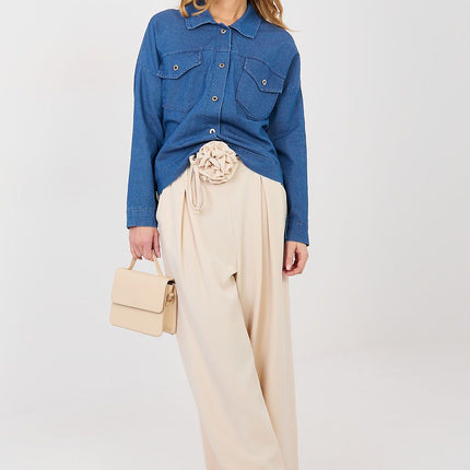 Casual Women's Denim Jacket Button Up With Classic Collar Long Sleeves - Très Elite