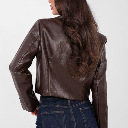Stylish Eco Leather Women’s Blazer With Viscose And Polyurethane - Très Elite
