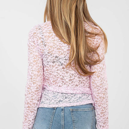 Elegant Lace Blouse In Viscose With Elastane For Formal Or Everyday Wear - Très Elite
