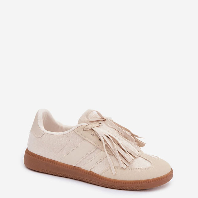 Women's Eco-Suede Sneakers With Removable Fringe Details And Foam Insole - Très Elite