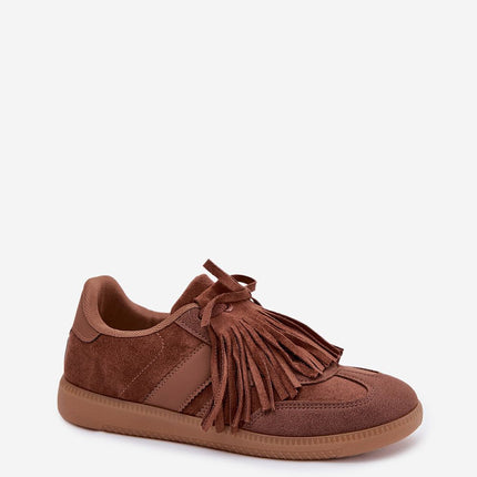 Women's Eco-Suede Sneakers With Removable Fringe Details And Foam Insole - Très Elite