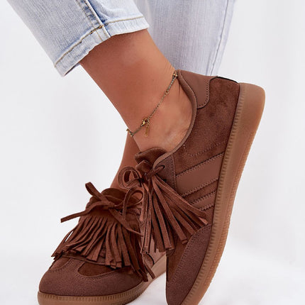 Women's Eco-Suede Sneakers With Removable Fringe Details And Foam Insole - Très Elite