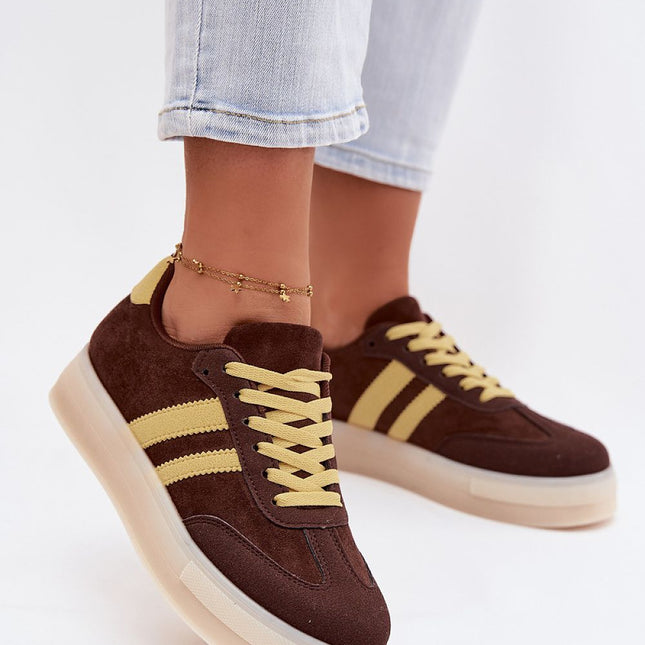 Women Eco Suede Platform Sneakers With Sporty Decorative Straps - Très Elite