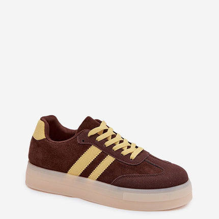 Women Eco Suede Platform Sneakers With Sporty Decorative Straps - Très Elite