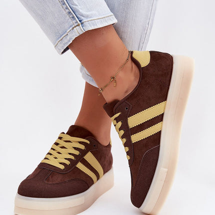 Women Eco Suede Platform Sneakers With Sporty Decorative Straps - Très Elite