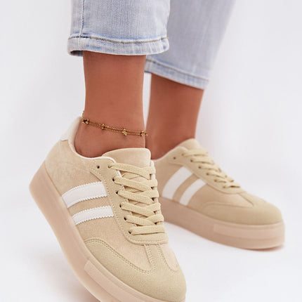 Women Eco Suede Platform Sneakers With Sporty Decorative Straps - Très Elite