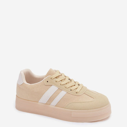 Women Eco Suede Platform Sneakers With Sporty Decorative Straps - Très Elite