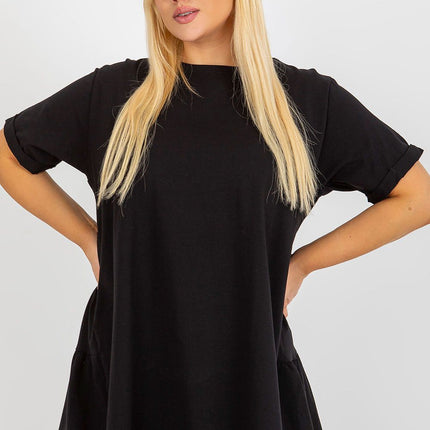 Plus Size Cotton Elastane Blouse With Round Neck And Short Sleeves - Très Elite